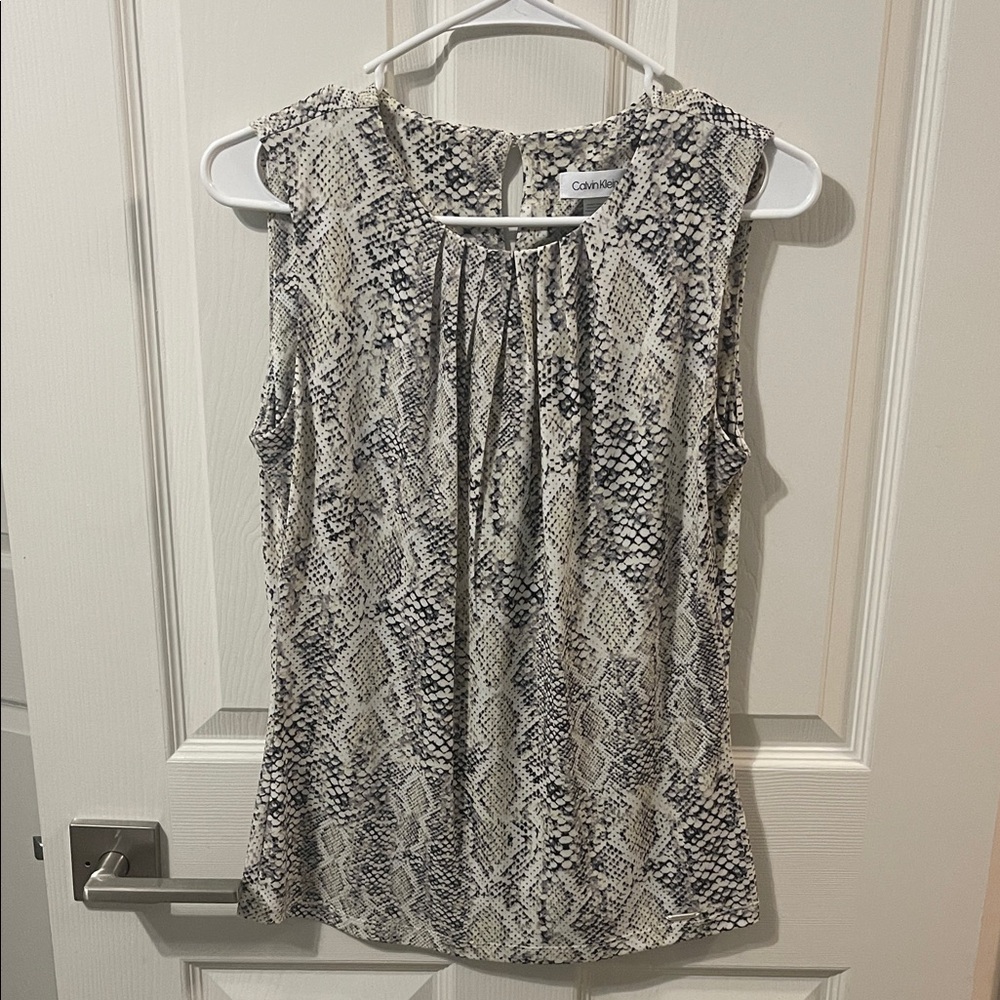 Calvin Klein Black and Cream Snake Print Tank Top